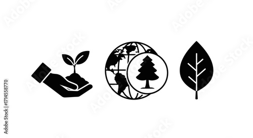 Nature conservation and growth icon collection