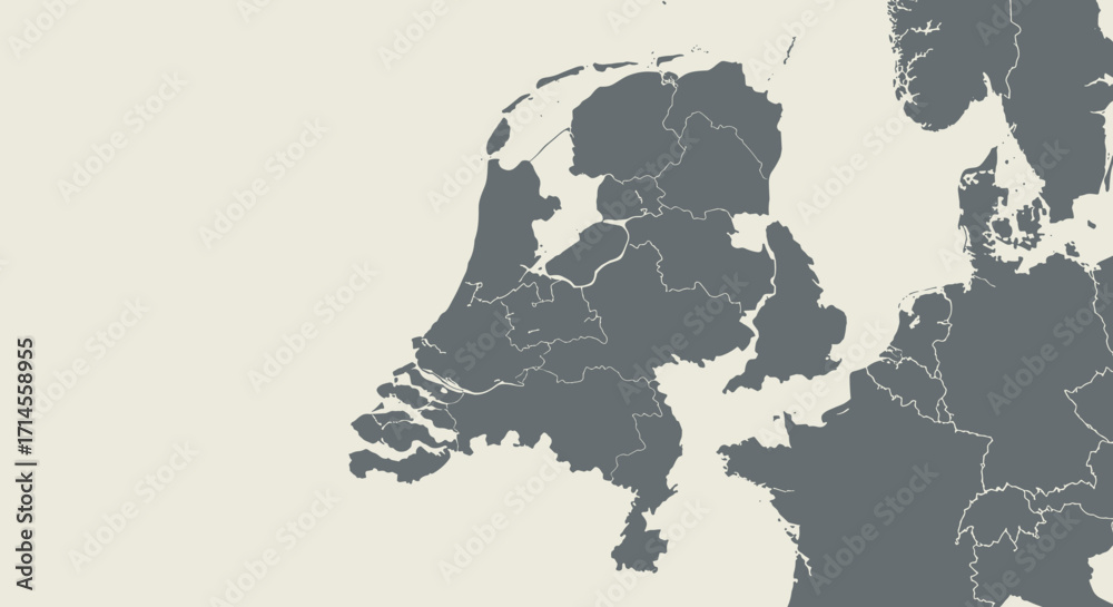 Fototapeta premium Detailed map of the netherlands highlighting provinces