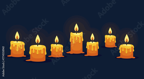 Warm glow of flickering candles on dark background