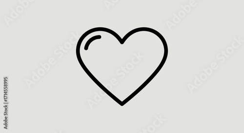 Simple minimalist heart shape with black outline on white background