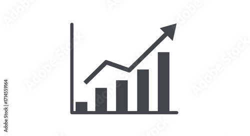 Simple growth chart with ascending bar graph and upward arrow trend