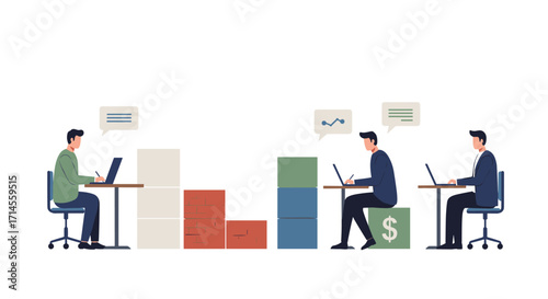 Office productivity and communication concept with business professionals