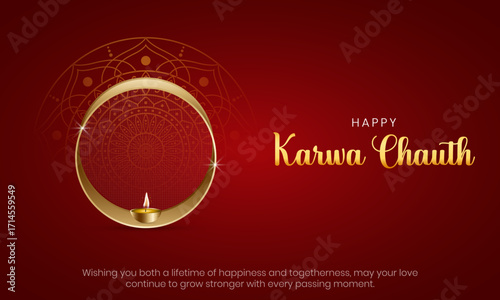 Happy Karwa Chauth Banner and Greeting Card Design. Karva Chauth Creative Background Vector Illustration