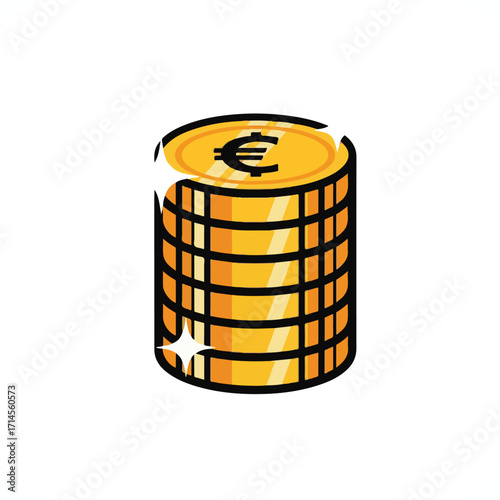 Stack of gold coins with euro symbol.