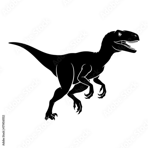 Black silhouette of a Velociraptor dinosaur.