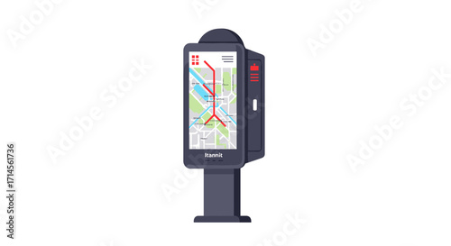 Interactive city map kiosk for urban navigation and transit information