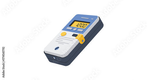 Digital timer device in isometric style with modern design elements
