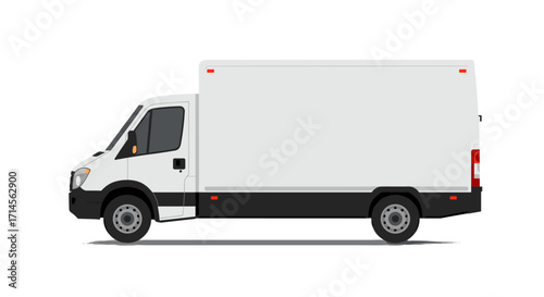 Detailed side view of modern delivery van perfect for transport themes