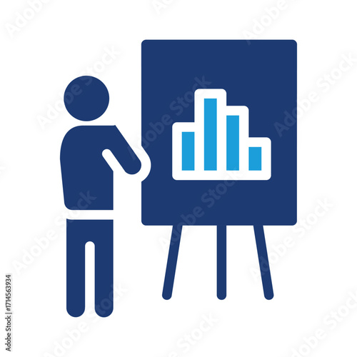 business man look for chart colored icon vector design good for web or mobile app