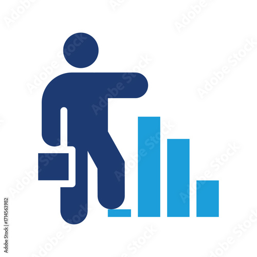 business man and chart colored icon vector design good for web or mobile app