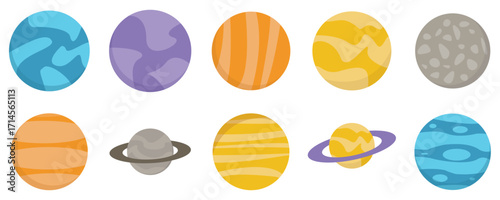 Set of colorful planet illustration. Vector illustration