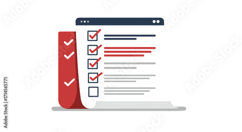 Online task management checklist with red and white design