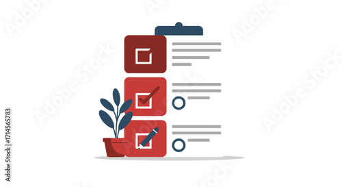 Flat design checklist with clipboard and plant elements