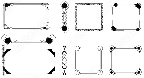 Elegant geometric frame set in black and white minimalist linear design