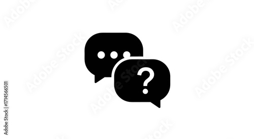 Minimalist chat icons with speech bubbles and question mark