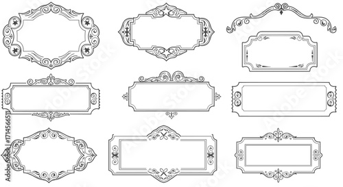 Elegant ornamental frame set for decoration and design projects