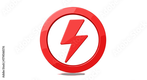 Free Download 3d red lightning bolt icon in circular emblem on white background - GFXLoad