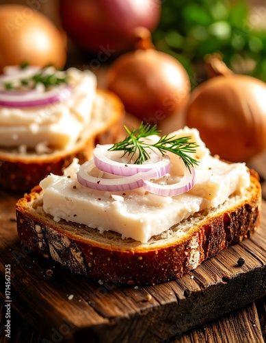 Culinary spread on toasted bread