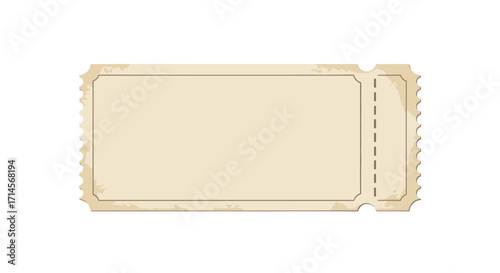 Vintage blank ticket with perforated edge and retro design