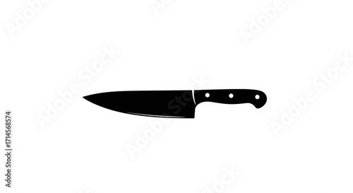 Minimalist kitchen knife silhouette on white background for culinary designs