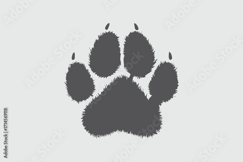 Furry Paw Print Silhouette – Animal Track Vector