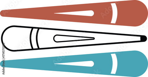 Three hair clips in brown, white, and blue colors