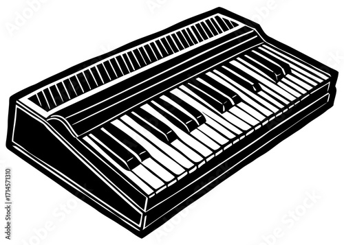 Vintage Black Keyboard Instrument Illustration SVG, PNG