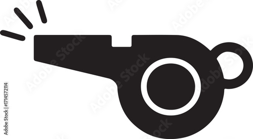 Whistle Silhouette Icon with Sound Lines