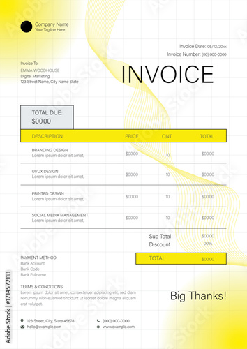 Yellow And Black Invoice