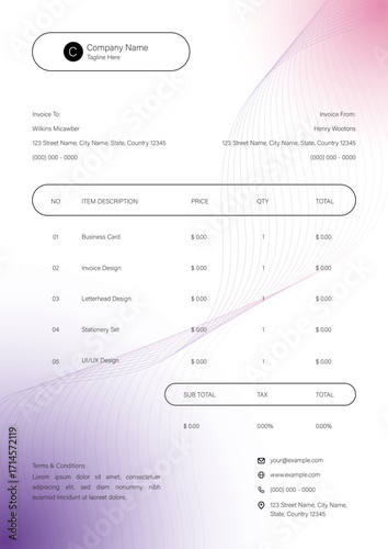 Purple And Black Invoice