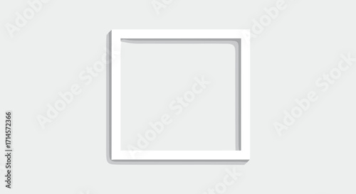 Minimalist white frame with long shadow on subtle gray background