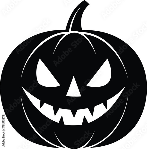 Spooky glowing jack o lantern with carved face and eerie eyes