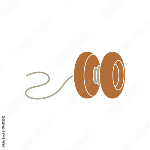 Illustration of a classic wooden yo-yo toy with a string, isolated on a white background.