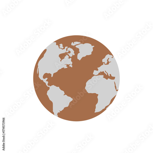 Simple illustration of Earth, continents depicted in muted tones.