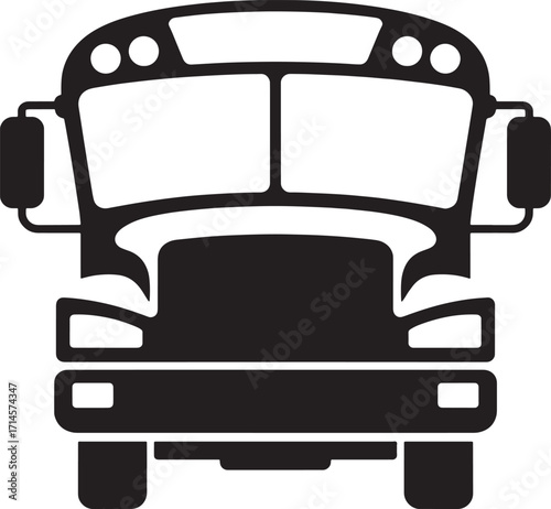 Silhouette of a School Bus Front View on a Transparent Background for Educational Designs