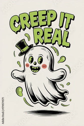 Playful Ghost in Top Hat with 