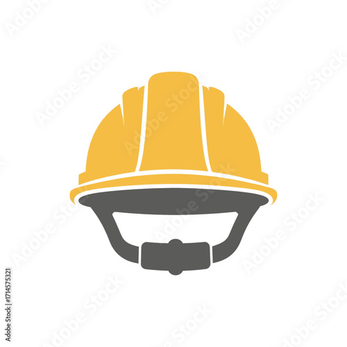 Front view of a simple, stylized construction hard hat.