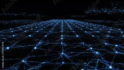 Abstract digital network glowing with blue lights in dark expanse