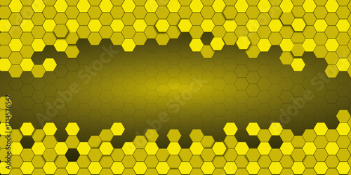 Abstract yellow hexagons pattern technology overlaps background with space for text | Futuristic science and technology concept digital hi tech concept. Vector illustration