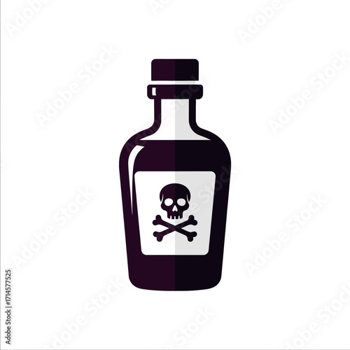 Poison Bottle Icon Skull and Crossbones Warning Symbol