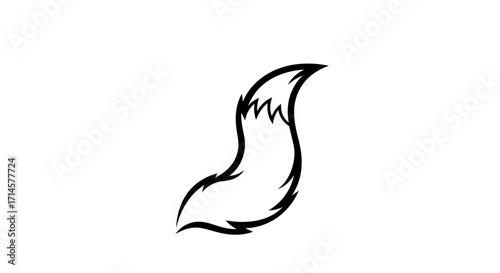 A stylized black and white illustration of a fluffy fox tail.