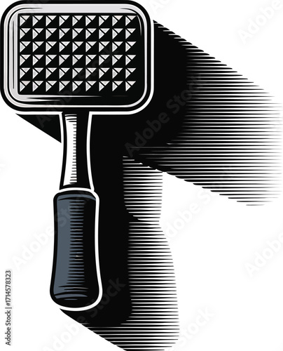 Engraved Style Illustration of a Meat Tenderizer Kitchen Utensil for Culinary Preparation