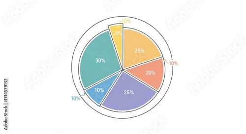 Pie chart infographic showing percentage distribution of data analysis and business presentation statistics report