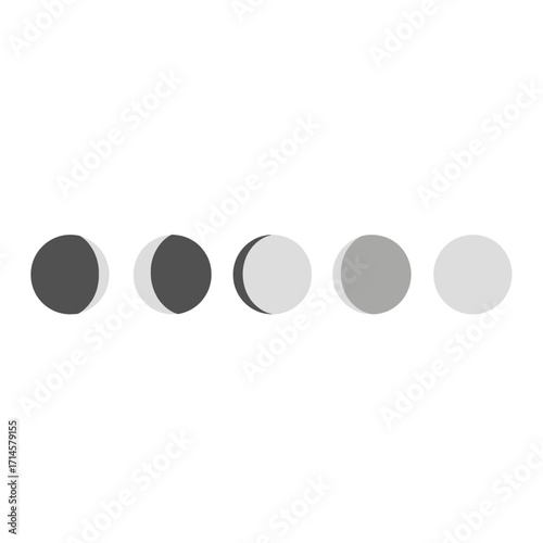Moon Phases A Simple Illustration of Lunar Cycle Stages Against a White Background
