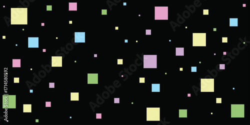 Multi colour geometric shape vector background | Modern background with square on black background | Decoration background | Cover design for children book on navy Persian indigo background