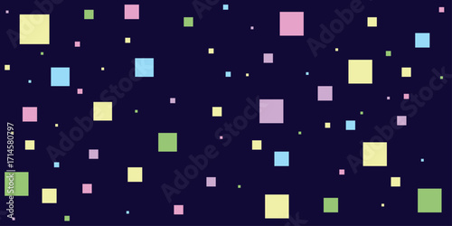 Multi colour geometric shape vector background | Modern background with square | Decoration background | Cover design for children book on navy Persian indigo background