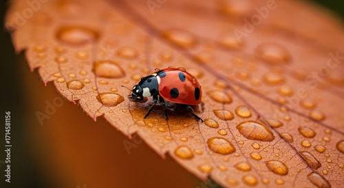 Ladybug on autumn leaf