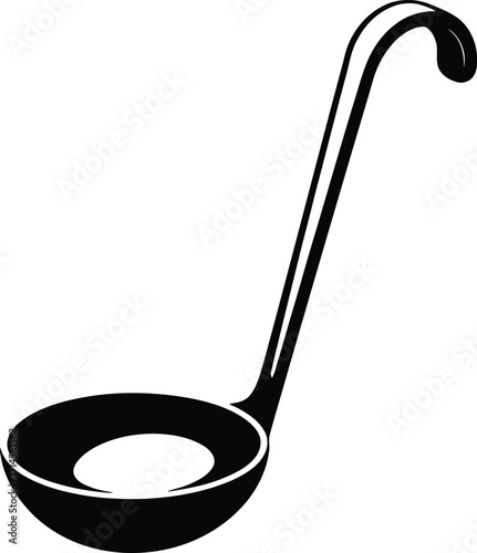 Simple Ladle Silhouette for Soup Serving and Culinary Applications in Black and White