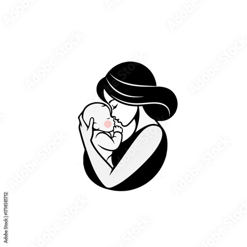Mother and baby embrace, a symbol of maternal love and care.