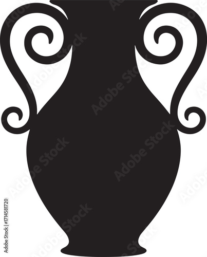 Ancient Vase Silhouette with Handles for Decorative Purposes and Historical Artifact Representation